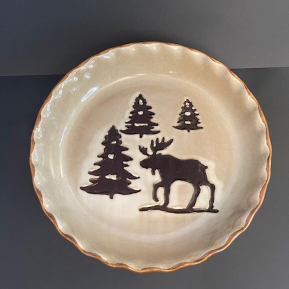 Home Studio Woodland Moose Pie Plate 10.5" Diameter, Perfect for Holiday… - Picture 3 of 7